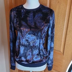 Nanetye Lepore Small Navy Grey Patterned Velvet Top